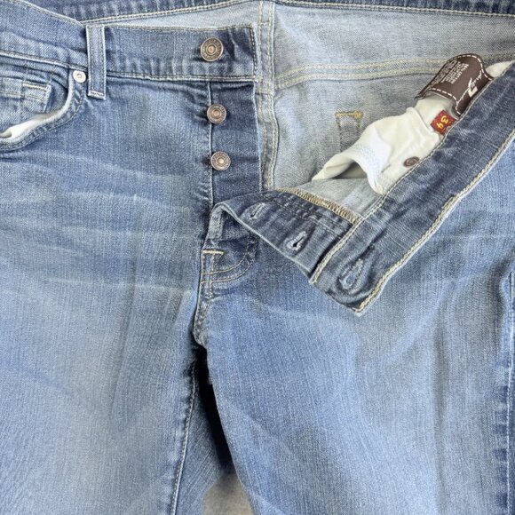 Y2K 7 For All Mankind Standard Straight Jeans Men’s Size 34 Mid‑Rise Light Wash - Picture 5 of 11